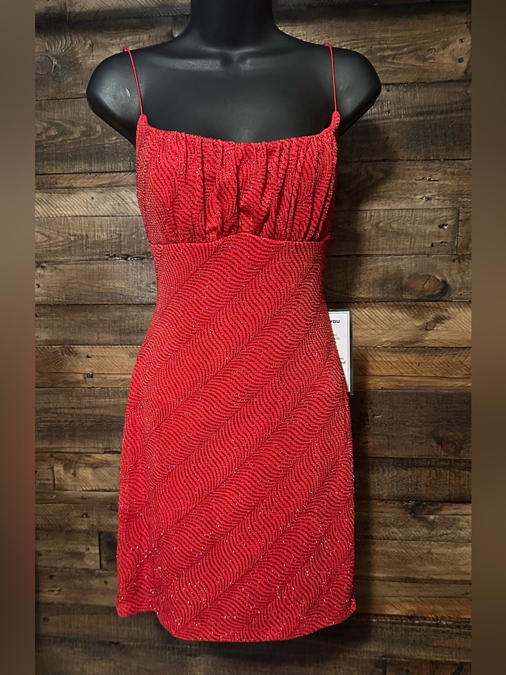 B Darlin Macy’s Red Sparkle Ruched Mini Dress